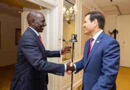File image of President William Ruto and Marco Rubio.